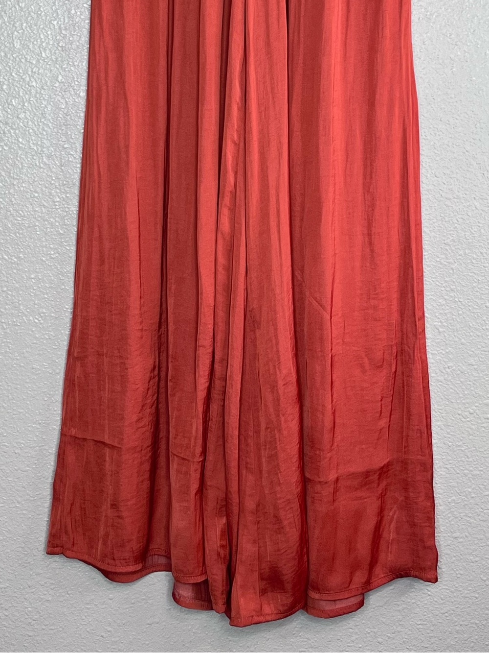 Zara Sz XS Rust Boho Pleated Satin Wide-Leg Pants - Picture 5 of 16